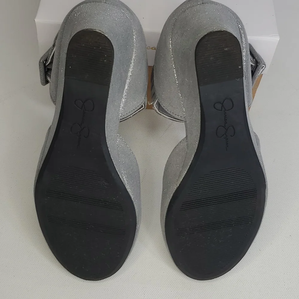Jessica Simpson girls silver wedge dress shoes size 11